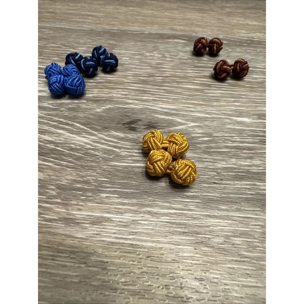 Silk Knot Fabric Cufflinks 4 Pairs Set for Mens/Womens Shirt Gift